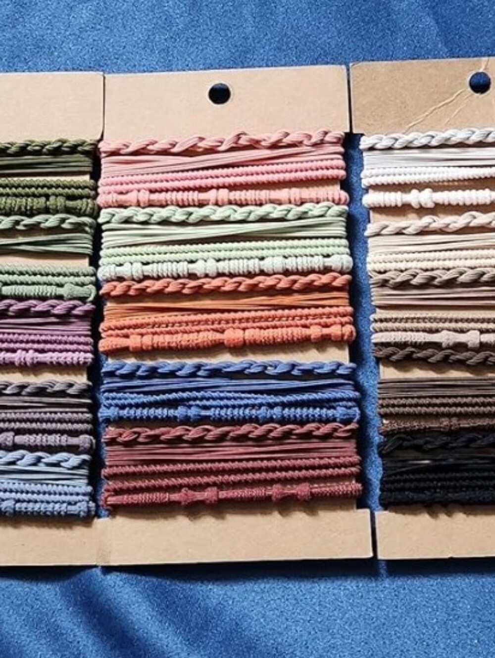 NWT 12 Pc Boho Textured Hair Ties & Gold Metal Cuff Ponytail Holder Bracelet